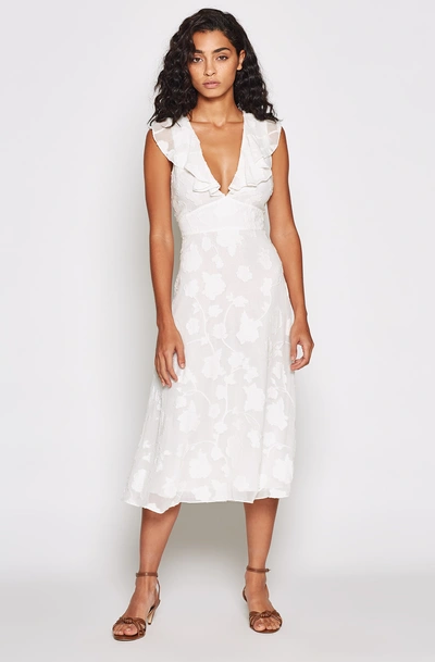 Shop Joie Adella Floral Ruffled Dress In Porcelain