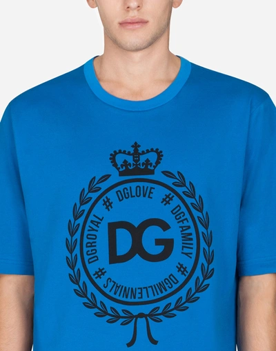 Shop Dolce & Gabbana T-shirt In Cotton With Print In Blue