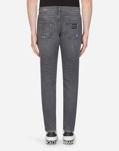 Shop Dolce & Gabbana Skinny Fit Stretch Jeans In Grey