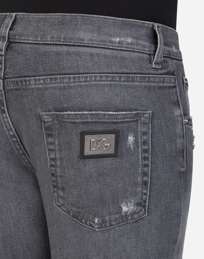 Shop Dolce & Gabbana Skinny Fit Stretch Jeans In Grey