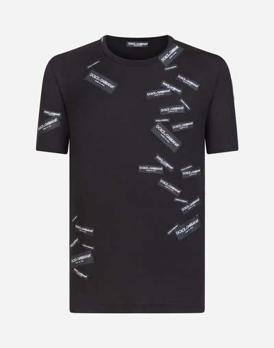 Shop Dolce & Gabbana Cotton T-shirt With Patches In Black