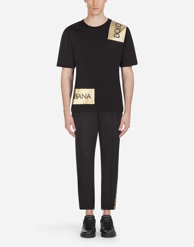 Shop Dolce & Gabbana T-shirt In Cotton With Patch In Black
