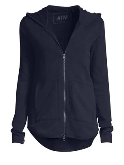 Shop Atm Anthony Thomas Melillo French Terry Zip Hoodie In Midnight