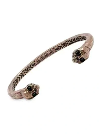 Shop John Varvatos Skulls & Daggers Black Diamond & Brass Open Cuff Bracelet