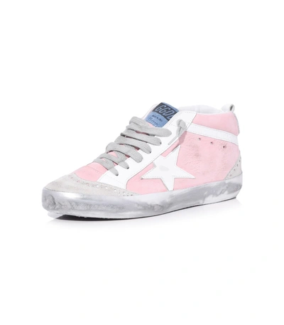 Shop Golden Goose Mid Star Sneakers In Pink Nabuk/white Star