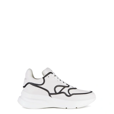 Shop Alexander Mcqueen Oversized Runner Leather Sneakers In White And Black