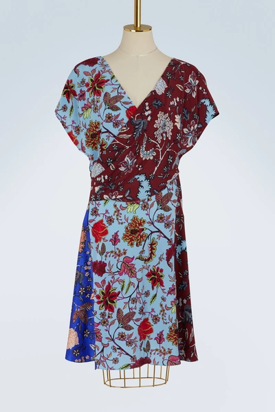 Shop Diane Von Furstenberg Draped Silk Dress In Canton Electric Blue Multi