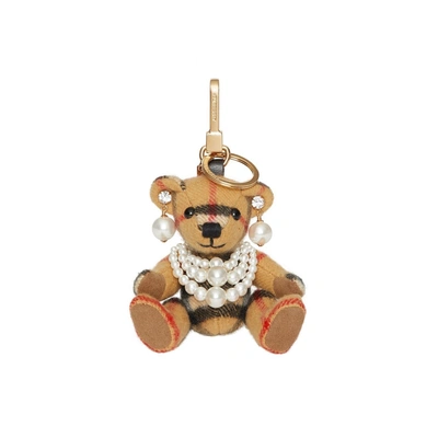 Shop Burberry Thomas Bear Charm With Faux Pearls