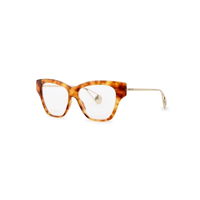 Shop Gucci Tortoiseshell Square-frame Optical Glasses In Havana