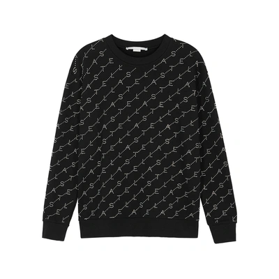 Shop Stella Mccartney Black Logo-embellished Cotton Sweatshirt