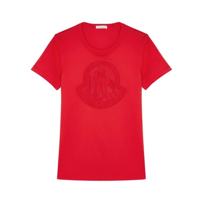 Shop Moncler Girocollo Logo Cotton T-shirt In Red