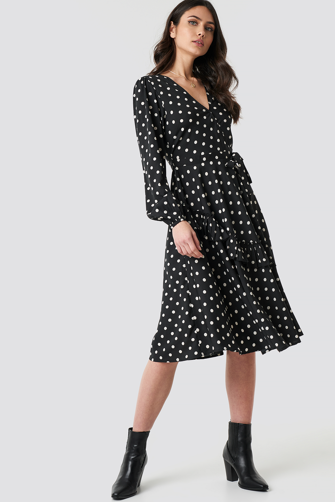 black dress with white dots
