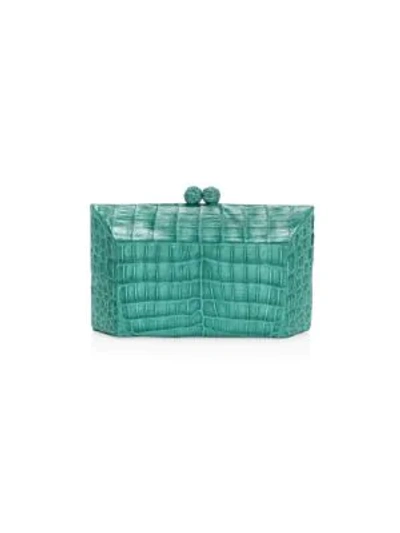 Shop Nancy Gonzalez Gramercy Crocodile Box Clutch In Jade