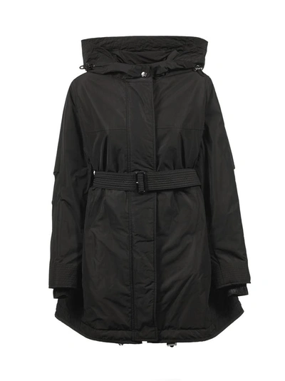 Shop Burberry Hooded Parka Coat In Black