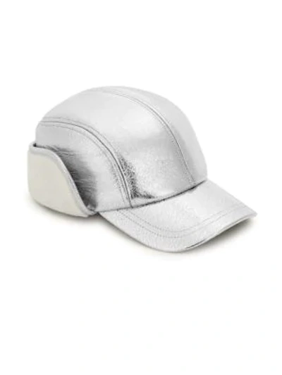 Shop Rag & Bone Faux Shearling Pilot Cap In Silver