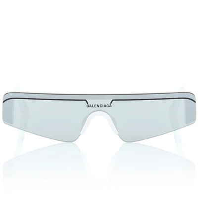 Shop Balenciaga Ski Rectangle Sunglasses In White