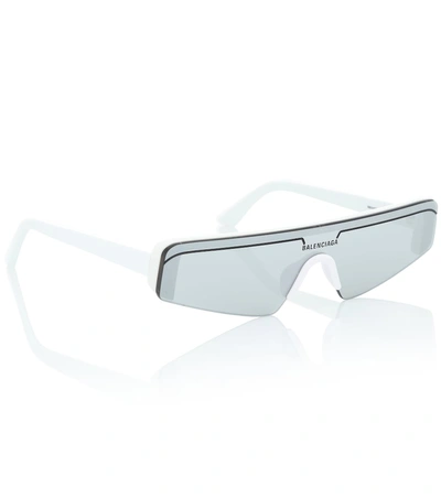 Shop Balenciaga Ski Rectangle Sunglasses In White