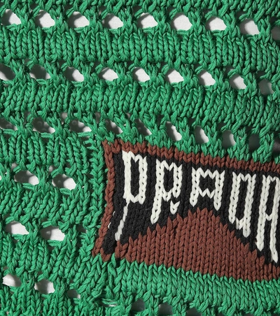 Shop Prada Cotton Crocheted Minidress In Green