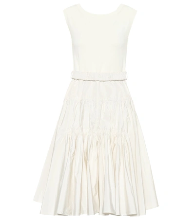 Shop Moncler Belted Midi Dress In White