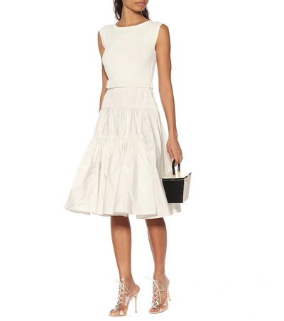 Shop Moncler Belted Midi Dress In White