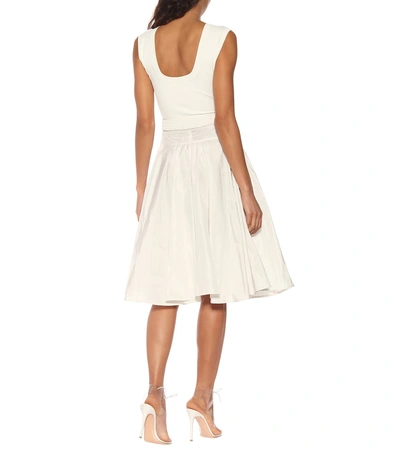 Shop Moncler Belted Midi Dress In White