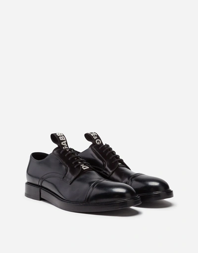 Shop Dolce & Gabbana Derby In Brushed Calfskin In Black