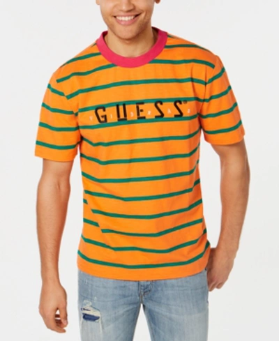 Guess J Balvin X Men's Striped Logo T-shirt In Orange | ModeSens
