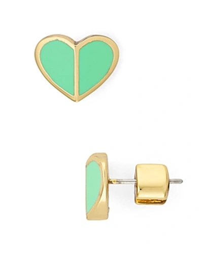 Shop Kate Spade Small Heart Stud Earrings In Mint