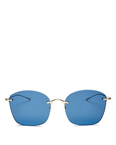 Shop Oliver Peoples Women's Marlien Square Sunglasses, 58mm In Soft Gold/dark Blue