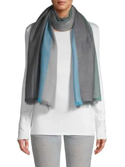 Shop La Fiorentina Women's Colorblock Wool Scarf In Grey