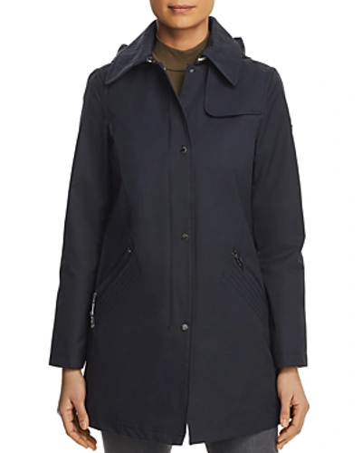 Shop Vince Camuto Hooded Raincoat In Navy