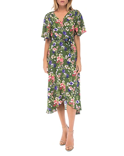Shop B Collection By Bobeau Orna Floral-print Wrap Dress In Ivy Meadow
