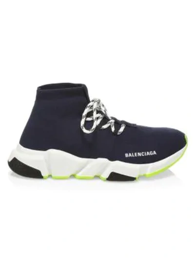Shop Balenciaga Speed Lace-up Sneakers In Navy