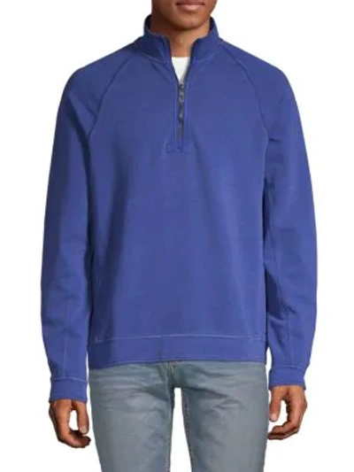 Shop Tommy Bahama Ben & Terry Coast Half-zip Pullover In Blue