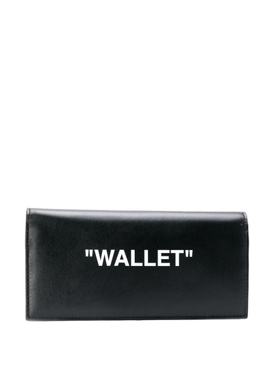 Shop Off-white Long Slogan Print Wallet - Black