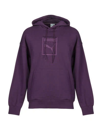 Shop Puma Hooded Sweatshirt In Purple