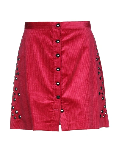 Shop Pinko Woman Mini Skirt Garnet Size 2 Cotton, Modal, Elastane In Red
