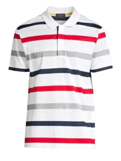 Shop Paul & Shark Striped Polo In White