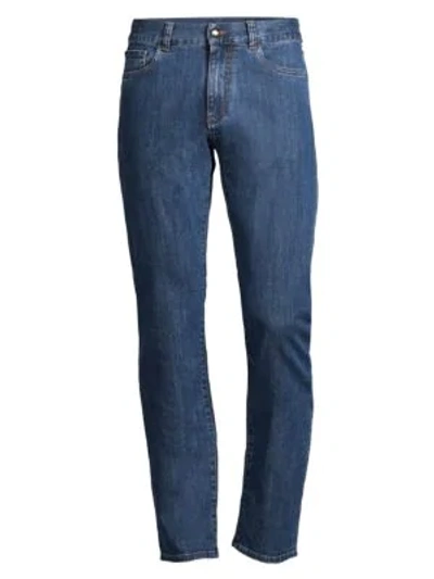 Shop Canali Straight-leg Stretch Jeans In Blue