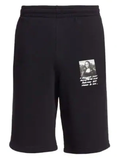 Shop Off-white Mona Lisa Sweat Shorts In Black Red