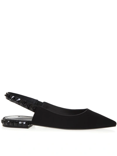 Shop Dolce & Gabbana Lori Blck Ryon & Leather Slingback Shoes In Black