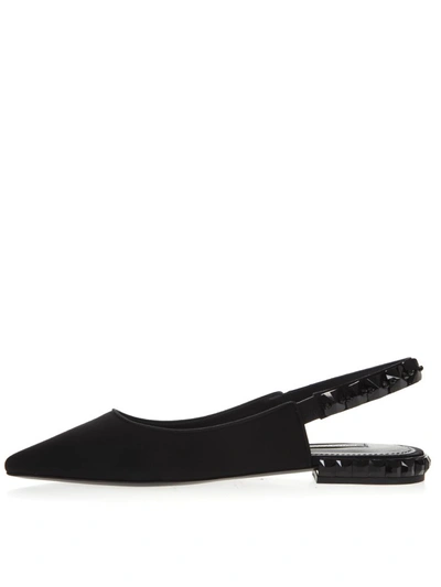 Shop Dolce & Gabbana Lori Blck Ryon & Leather Slingback Shoes In Black