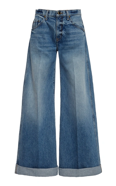 Shop Khaite Noelle Mid-rise Wide-leg Jeans In Medium Wash
