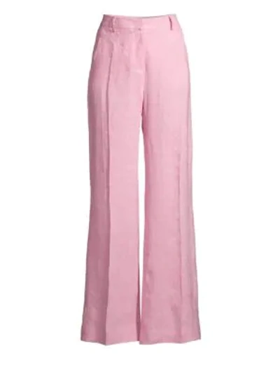Shop Weekend Max Mara Tonico Flaxlinen Trousers In Pink