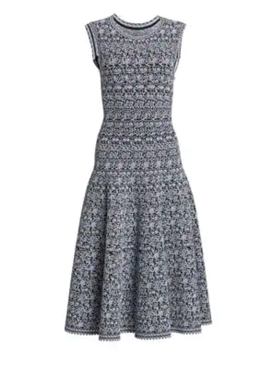 Shop Alaïa Labyrinth Sleeveless A-line Dress In Nuit Blanc