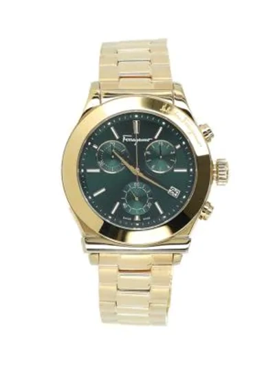 Shop Ferragamo Goldtone Stainless Steel Chronograph Watch