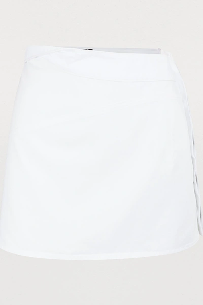Shop Jacquemus Denim Mini Skirt In White