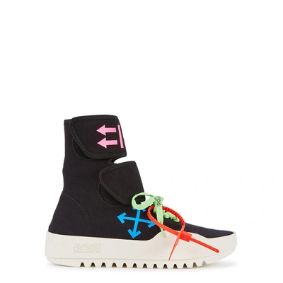 Shop Off-white Moto Black Knitted Hi-top Trainers