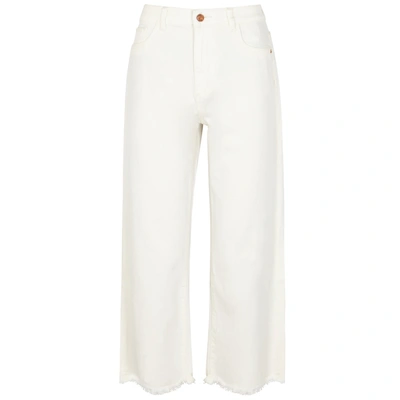 Shop Dl 1961 Hepburn Off-white Wide-leg Jeans