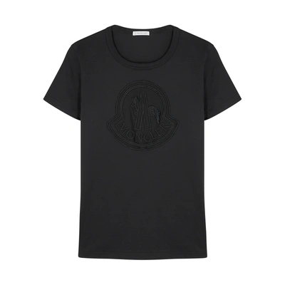 Shop Moncler Girocollo Logo Cotton T-shirt In Black
